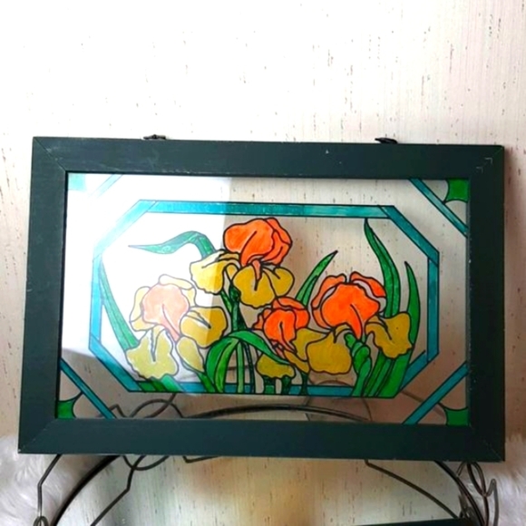 HandCrafted‎ StainGlass & Frame Hand Made  14Lx22 W New - Picture 6 of 9
